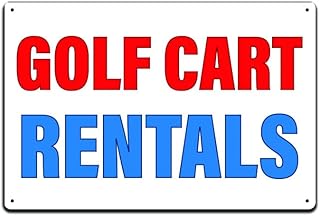 Golf Cart Rentals Tin Sign - Metal Golf Course Warning Decor - 12×8Inch