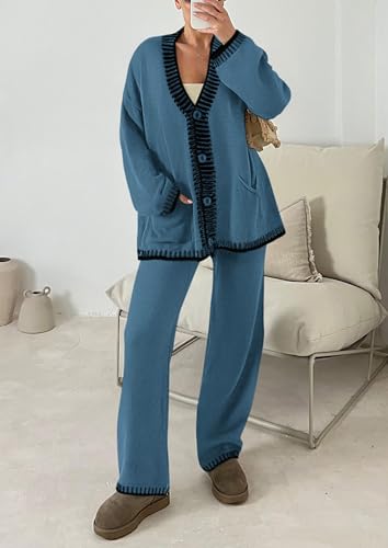 PRETTYGARDEN Lounge Sets for Women Fall 2025 Loungewear 2 Piece Outfits Cardigan Sweaters Track Suit Matching Winter Clothing