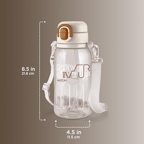 Image of MILTON Regan 850 2-in-1 Lid Sip or Gulp Water Bottle | Sturdy Handle And Strap I BPA Free| Food-Grade | One-Touch Open | Leak-Proof | Ideal for Office, School, College, Gym | 836ml, White