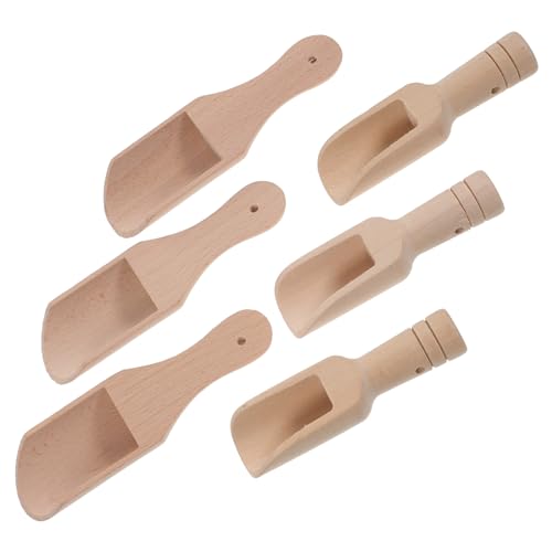 Ciieeo 6Pcs Wooden Spoons Multi Function Tea Scoops for Spices and Seasonings Convenient Small Spoons for Cooking and Serving Beech and Cedar Wood Options