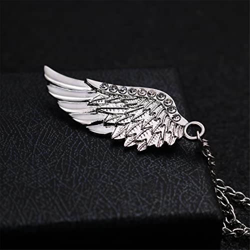 Image of WCRAZYE Shiny Rhinestone Metal Feather Lapel Pin Angel Wings Tassel Chain Brooch Collar Pins for Women Girls Men's Animal Eagle Pin Suit Sweater Shawl Coat Breastpin Accessories