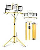 210W Projecteur LED Chantier avec Trépied, 20000LM, 3 Têtes Orientables, Câble 5m, IP66...
