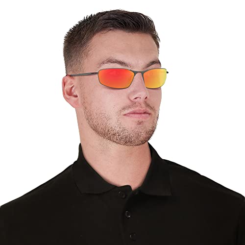 Oakley Mens Oo4141 Whisker Sunglasses, Matte Gunmetal/Prizm Ruby, 60 Mm Us #TOP5