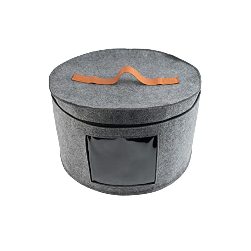 Oudetang Gray Hat Storage Box Foldable Felt Hat Box With Dustproof Lid For Beach Cowboy Hat- Round Hat Organizer Travel Hat Boxes For Men Women Stuffed Animal Toy Clothes #TOP7