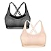 Sykooria Sujetadores Deportivos para Mujer Push Up Cómodo Respirable Ropa Interior con Espalda Cruzada Sostén Mujer para Fitness Yoga Jogging Ropa Interior Sexy sin Aros-Negro + Tez-XL