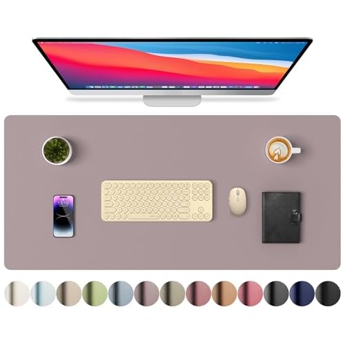 Aothia Large PU Leather Desk Pad Protector - Non-Slip Mouse Pad & Writing Mat for Office/Home, Waterproof, Easy to Clean (23.6" x 13.7", Aqua)