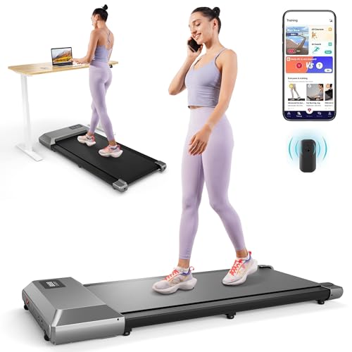 DeerRun Walking Pad 2 in 1 Under Desk Treadmill, 2.5HP Low Noise Walking Pad Running Jogging Machine with Remote Control for Home Office, Lightweight