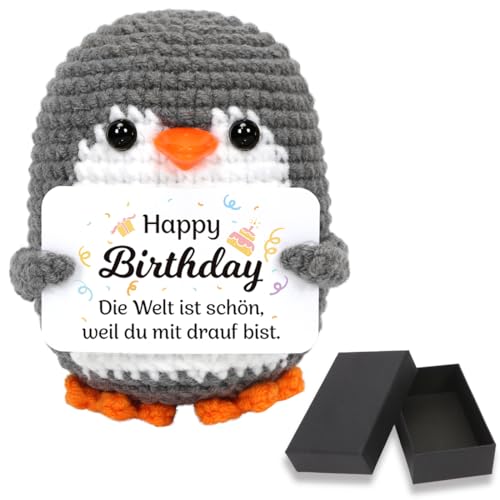 HUKUMA Pocket Hug Positive Pinguin,Kreative Penguin Positive Handgestrickt Geschenke,Pinguine Glücksbringer Geschenke,Emotional Support Geburtstagsgeschenk für Freunde Kollegen Familie Freundin
