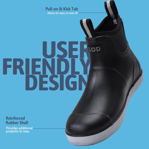 Image of Men's Deck Boots Waterproof Rain Boots Slip On Fishing Booties Ankle Booties Chelsea Boot Men botas para hombre for Gardening Fishing Boating Camping Sailing Black