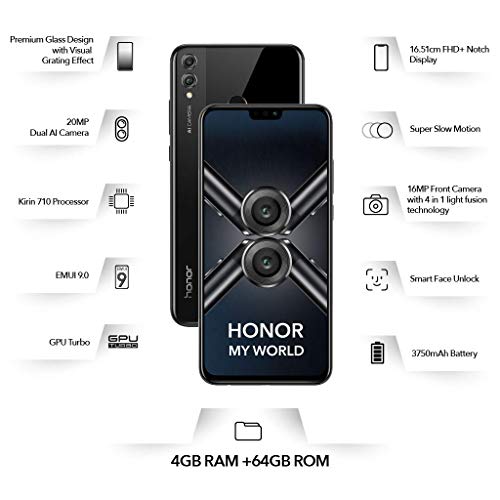 Image of Honor 8X (Black, 4GB RAM, 64GB Storage)