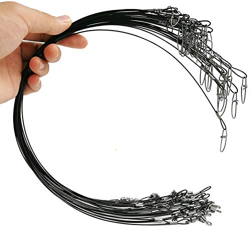 SEAOWL Fishing Leader Wire 30pcs 150LB Heavy Strengthen Stainless Steel with swivels and Snap Steel Fishing Line Fishing Tackle Leader(7x7Steel Leader-Black) - Thumbnail 7