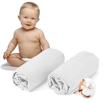 Dreamzie - Set 2 Lenzuolo con Angoli Cotone Bambini - 60x120/ 70x140 - Oeko Tex certificato - Bianco - Lenzuolo con Angoli 60x120/ 70x140