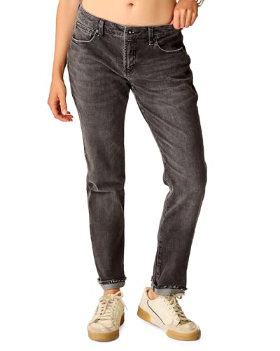 Carve Designs Carson Boyfriend Jeans for Women - Mid-Rise & Relaxed Fit Washed Black 6