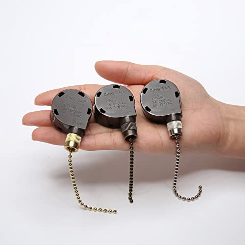 Image of Ceiling Fan Switch Set Zing Ear ZE-268S5 4 Speed 5 Wire Pull Chain Ceiling Fan Switch Speed Control Switch with Rope for Ceiling Fans, Wall Lamps, Cabinet Light, Nickel