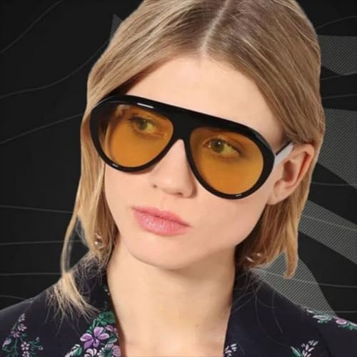 Image of IKANOO Retro 70s Aviator Sunglasses for Women Men Oversized Classic Vintage Square Aviator Trendy Shades (Orange)