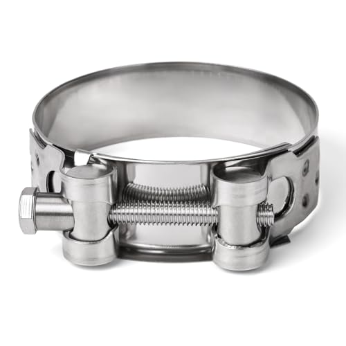 Sieqioor T-Bolt Hose Clamps 304 Stainless Steel (26-28mm 4-Pack) - Heavy Duty Adjustable Clamp for Automotive, Plumbing & Industrial Pipes - Corrosion Resistant, Secure Seal
