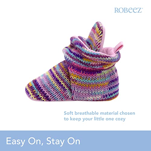 Robeez Baby Snap Booties With Slip Resistant Soles For Infant/Toddler, Girls, Boys, Unisex, Marled Debbie Pink Sweater Knit, 0-3 Months #TOP1