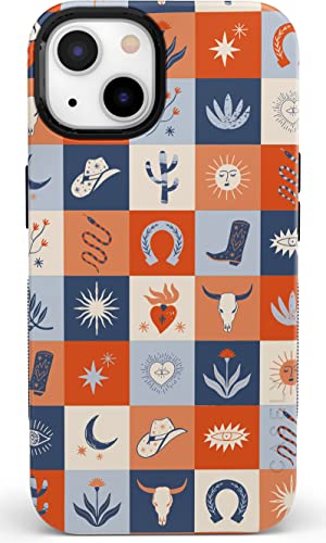 Casely iPhone 13 Case | Dirt Road Chic | Western Squares | Bold Protective Design | Compatible with MagSafe