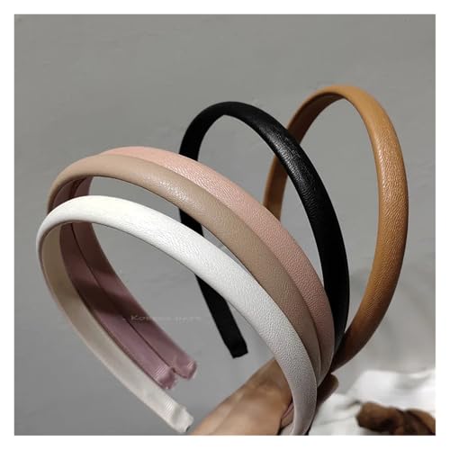 Skinny Headbands 20 Pieces Of Leather Solid Color Versatile Headbands(Pink)4