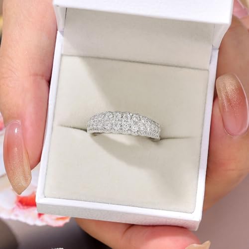 Wuziwen Vintage Anniversary Rings for Women Eternity Wedding Bands for Her Cubic Zirconia 925 Sterling Silver2