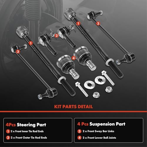 A-Premium 8Pcs Front Suspension Kit, Sway Bar Link Lower Ball Joint Inner Outer Tie Rod End, Compatible with Ford Escape, Mazda Tribute, Mercury Mariner, 2008-2009 by A-Premium - Image 3