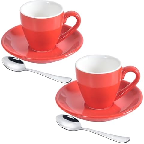 ionEgg Porcelain Espresso Cup Set, Red Cover