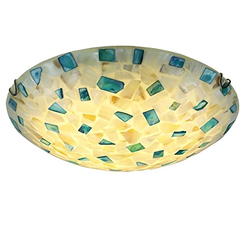 Plafonnier LED mosaïque de coquillages lustre rétro haut de gamme de 40 cm