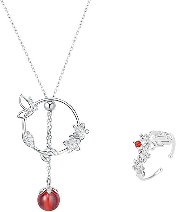 MANYEERHeaven Official's Blessing Necklace With Ring Anime Xie Lian Prop Accessories, sliver, No Gemstone