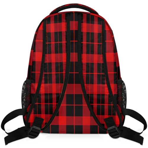 Backpack for Kids Boys Girls Women Men, Classic Red Black Plaid School Laptop Backpacks Casual Daypack Travel Rucksack Bookbag for Adults4