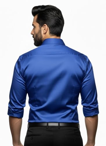 Image of Men's Solid Satin Full Sleeve Soft Finish Regular Fit Shirt for Casual Wear