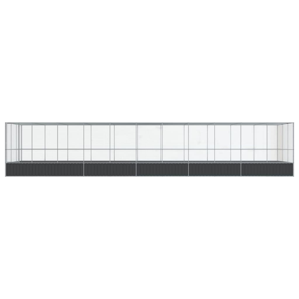 Pajarera con ampliación en plata, 1139 x 307 x 212 cm, acero galvanizado, resistente, para interior y exterior, incluye soporte, perchas, cuenco, parque infantil, ruedas, techo, cajón