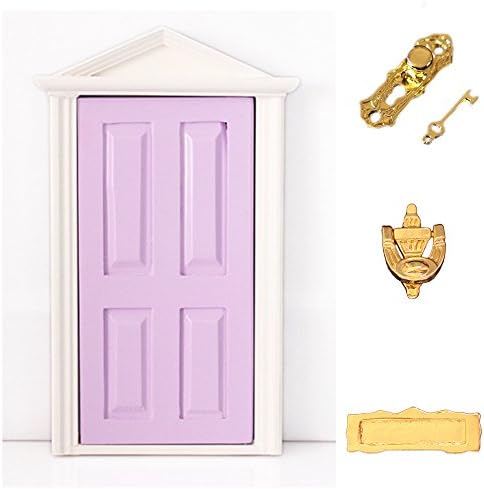 dreamflyingtech 1:12 Purple Miniature Wooden Fairy Dollhouse Dolls with Hardware Décor Kid