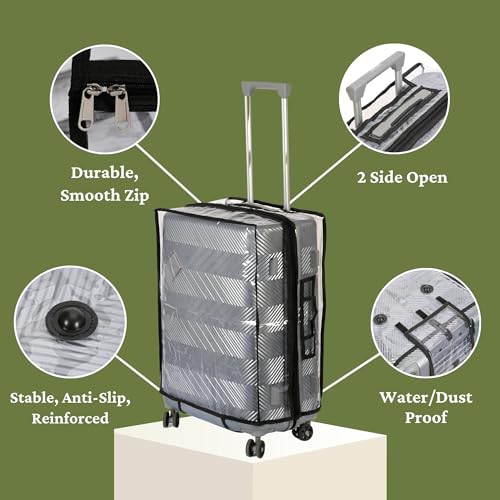 Image of AMPEREUS Premium Clear PVC Suitcase /Trolley Bag Cover - Luggage Combos of 3 Sizes (20″, 24″ & 28″) - Waterproof, Dust‑Proof, Scratch Resistant, Zippered Design