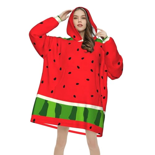 Sweat à capuche couverture pastèque rouge unisexe en flanelle avec poches