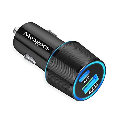 USB C Car Charger, Meagoes 36W Fast Charging Adapter with PD&QC3.0 Compatible for iPhone 12/Mini/11/Pro/Max/X/XS/8/SE 2020/iPad Pro, Samsung Galaxy S20/Plus/S10/S9/S8/Note 20/10/9 Google Pixel 5/4a/4