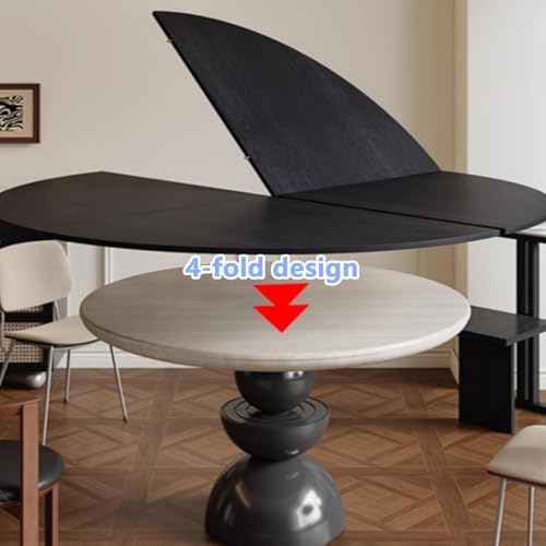 Large Round Folding Table Top - 51.2" Easy Storage Half-Fold Design for Kitchen & Patio Dining, Wooden Replacement Top for Extra Guests