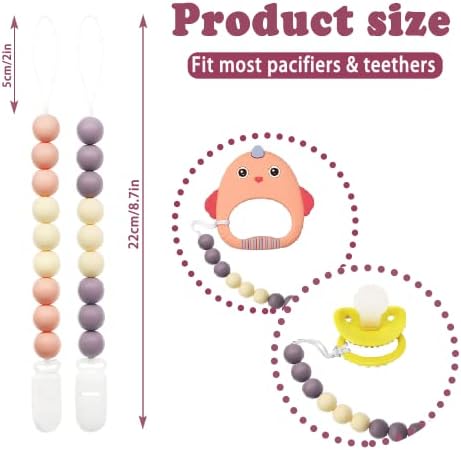 Silicone Dummy Clip for Girl and Boys, 2Pcs Baby Dummy Clips Fit All Soothers and Dummies
