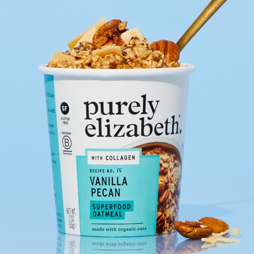 Image of Purely Elizabeth, Vanilla Pecan, Collagen Oatmeal Cups With Nut Butter Packet, Gluten-Free, 2 Ounce (Pack of 12)