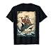 Vintage Samurai Cat Riding a Shark in Japanese Art Anime T-Shirt