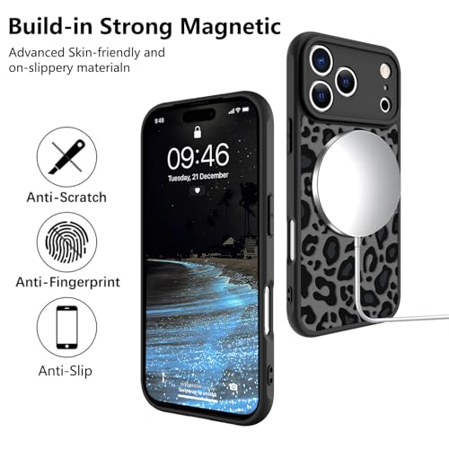 Image of KANGHAR Case for iPhone 17 Pro Leopard Printed Pattern | [Compatible with Magsafe] Cute Cheetah Protective Magnetic Case for Girls Women Men 6.3 inch