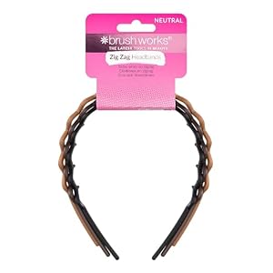 Brushworks Neutral Zig Zag Headbands – 3 Pack | Stylish Wavy Hair Bands for Women & Girls | Comfortable, Non-Slip, Everyday Hair Accessories