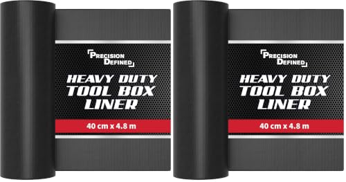 Image of Precision Defined Professional Grade Tool Box Liner, 16 ft x 16 inch, Black | Tool Box Drawer Liner, Shelf Liner Non Slip Mat, Thick Cabinet Shelf Liner, Toolbox Drawer Liner (Pack of 2)
