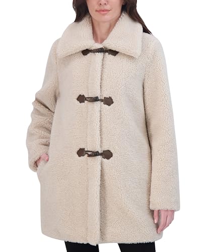 Laundry by Shelli Segal Women's Sherpa Jacket– Coat with Oversized Collar, Faux Horn Toggles, Lower Pockets2
