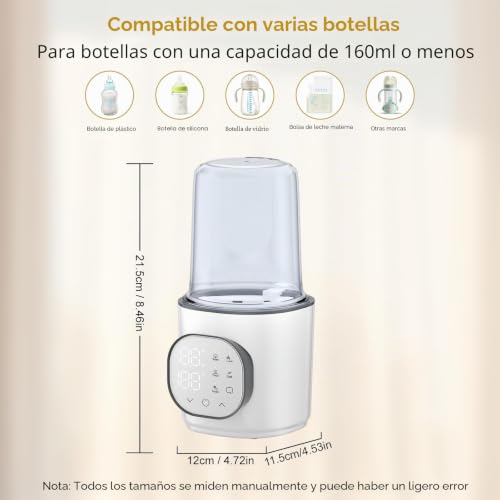 Miniatura 2 de Calentador De Biberones Para Bebé Con Cable Con Control Preciso De La Temperatura, Calentador De Biberones 9 En 1 Con Calentamiento Rápido, Apagado Automático Y Compatibilidad Universal Con Biberones