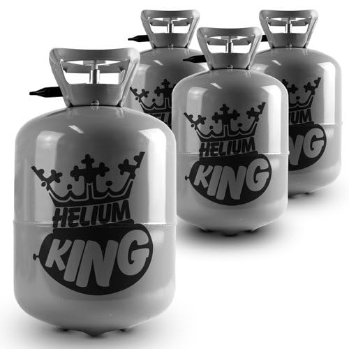 4 x Disposable Helium Gas Canister - Fills 120 x 9 Inch Latex Balloons or 56 Foil - Helium Balloon Gas UK Filled Helium Cylinder for Party Balloons - 4 Canisters in Total