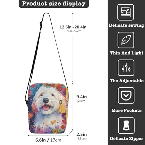 Colorful Illustration Dogs Sketch messenger bag mens crossbody bag small Womens Cross Body Purses Adjustable Strap for outdoor sports work3