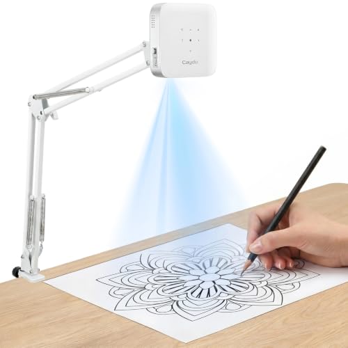 Image of Caydo M1C Art Projector with Desktop Clamp‑Style Adjustable Stand | DLP Technology, Palm-Size Design, 8000mAh Rechargeable Battery, 4K Support, 10''-100'' Projection, 30,000 Hours Lifespan