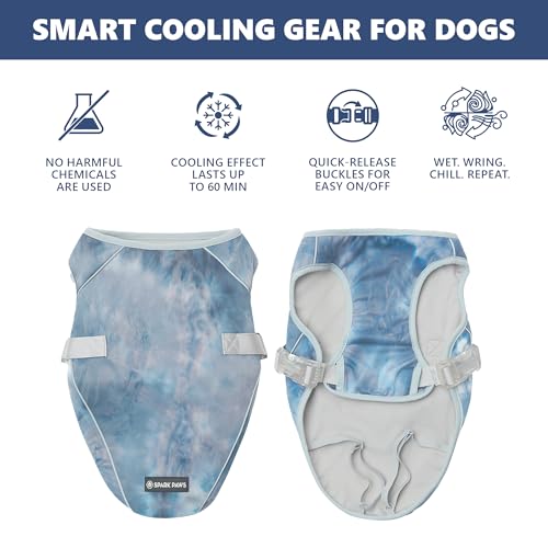 Image of Spark Paws Dog Cooling Vest - SPF 50 UV Sun Protection - Summer Heat Relief Gear for Dogs, Lightweight, Evaporative Cooling - Dog Anxiety Relief Vest During Hot Days - Ice Blue, XL