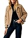 Anuedgis Damen Cropped Trenchcoat Klassische Einreiher Jacke mit Reverskragen für Frühling Herbst Smart Casual Wear, khaki, S