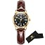 Women's Brown Leather Watch and Black Face
